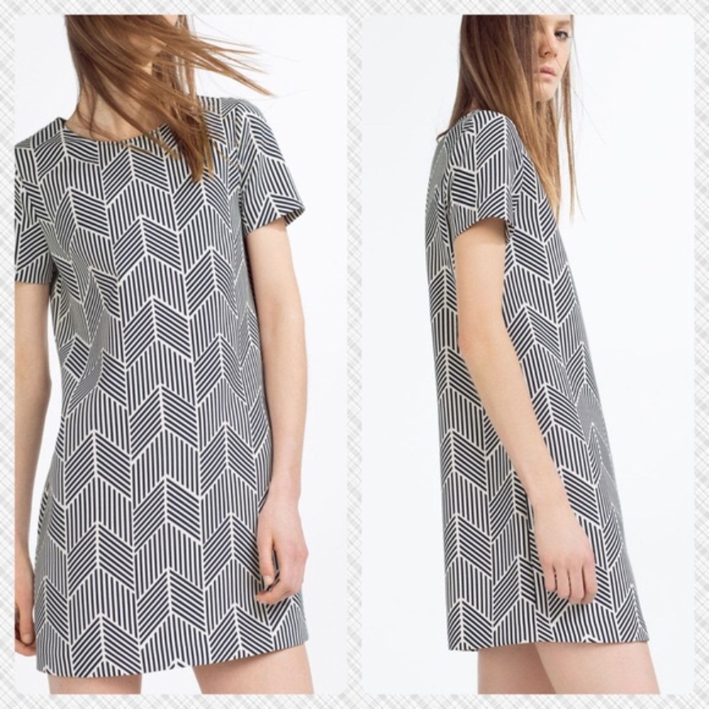 Zara printed shift dress